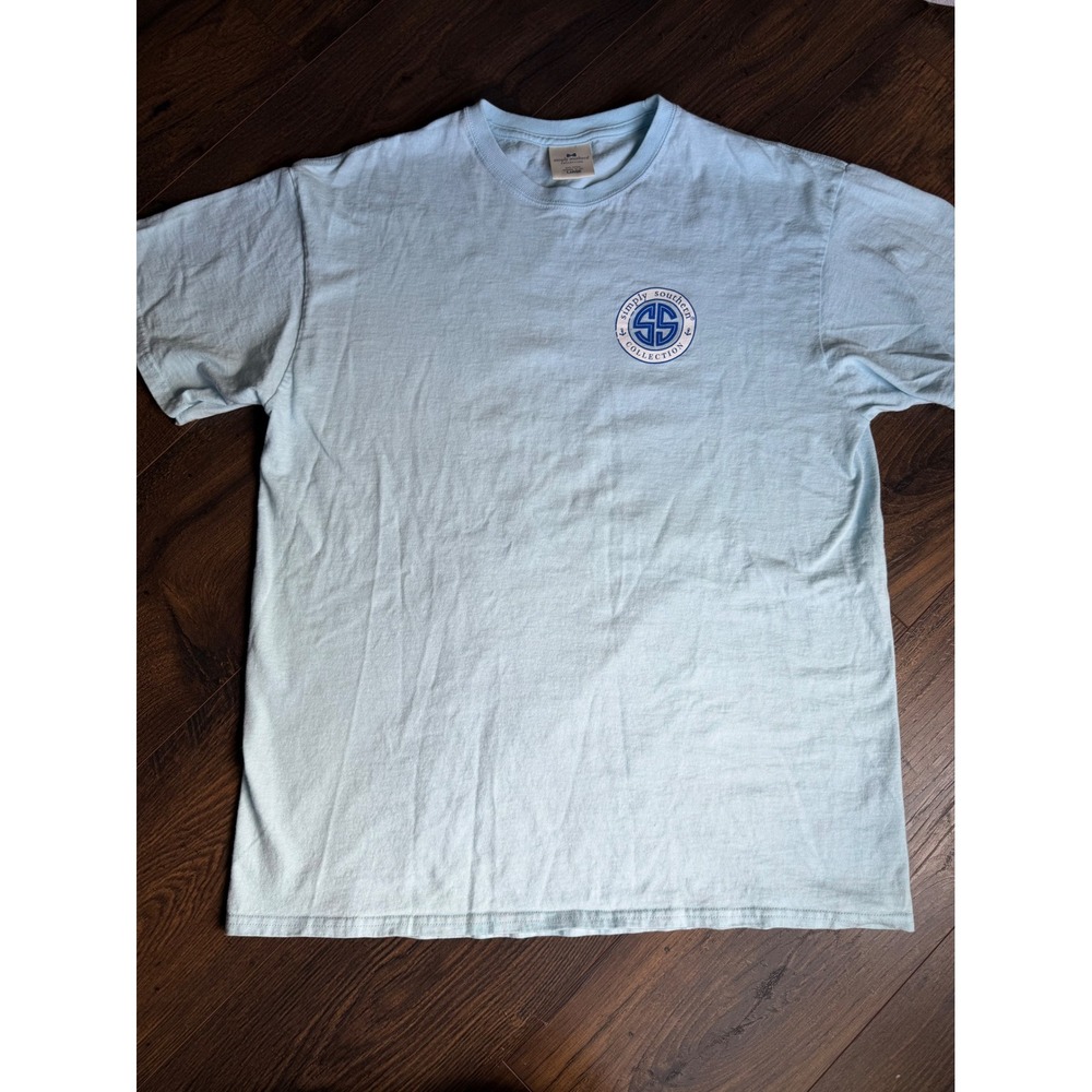 Simply Southern Road Trip Outer Banks HWY 12 Graphic T-Shirt Light Blue Lg 0116
